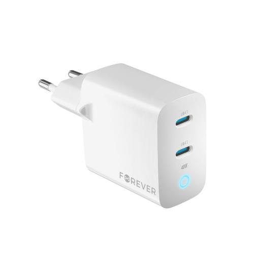 Incarcator Retea Forever TC-06-40CC, 40 W, 3 A, 2 x USB-C, Alb 1 Incarcator Retea Forever TC-06-40CC, 40 W, 3 A, 2 x USB-C, Alb