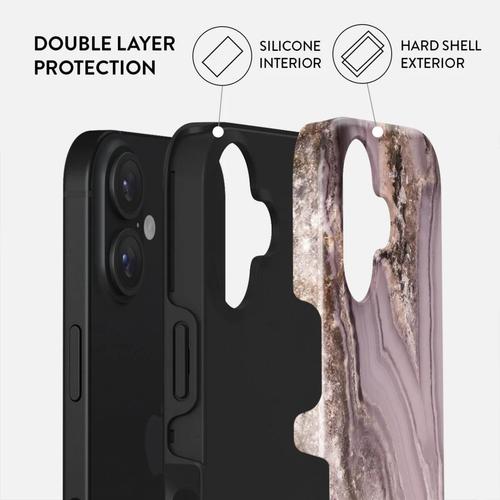 Husa Dual Layer Golden Taupe Burga pentru iPhone 16, Mov 1 Husa Dual Layer Golden Taupe Burga pentru iPhone 16, Mov