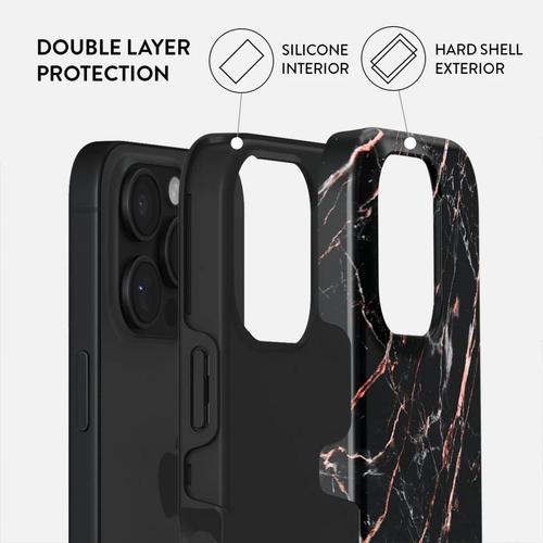 Husa Dual Layer Rose Gold Marble Burga pentru iPhone 16 Pro, Negru 1 Husa Dual Layer Rose Gold Marble Burga pentru iPhone 16 Pro, Negru