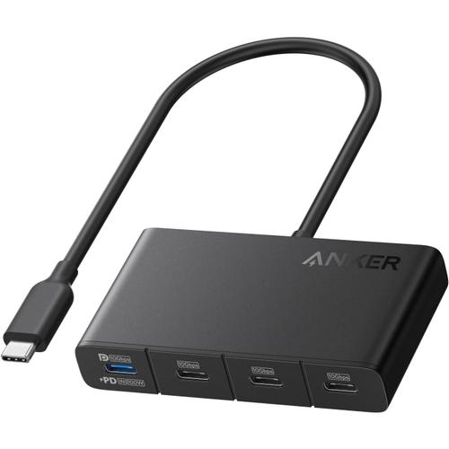 Hub Anker A8340GA1 -C 4-in-1, 4x USB-C, 10Gbps, 100W Max PD-in, Negru 1 Hub Anker A8340GA1 -C 4-in-1, 4x USB-C, 10Gbps, 100W Max PD-in, Negru
