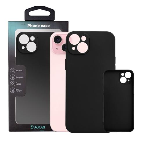 Husa pentru Iphone 15 Plus Spacer, grosime 1.5mm, material flexibil TPU, Negru 1 Husa pentru Iphone 15 Plus Spacer, grosime 1.5mm, material flexibil TPU, Negru