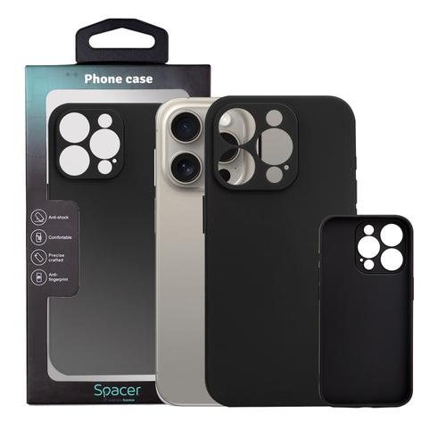 Husa pentru Iphone 15 Pro Spacer, grosime 1.5mm, material flexibil TPU, Negru 1 Husa pentru Iphone 15 Pro Spacer, grosime 1.5mm, material flexibil TPU, Negru
