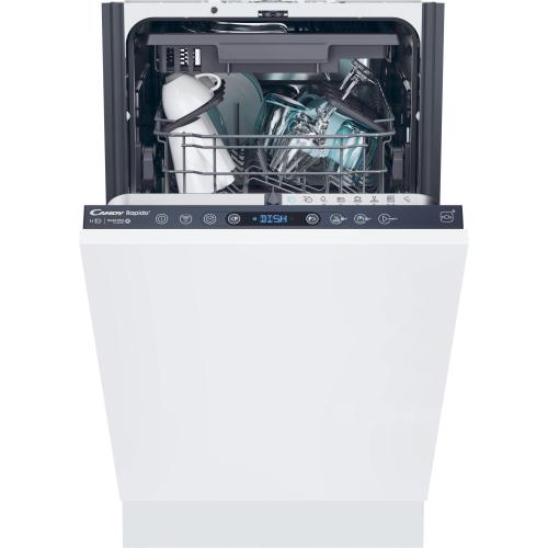 Masina de spalat vase incorporabila Candy Rapido CI1C7SB1FA, 11 seturi, 8 programe, Clasa C, 3 sertare, WiFi, Motor inverter, Wash & Dry 35', Automatic Open Door, 45 cm (Alb)