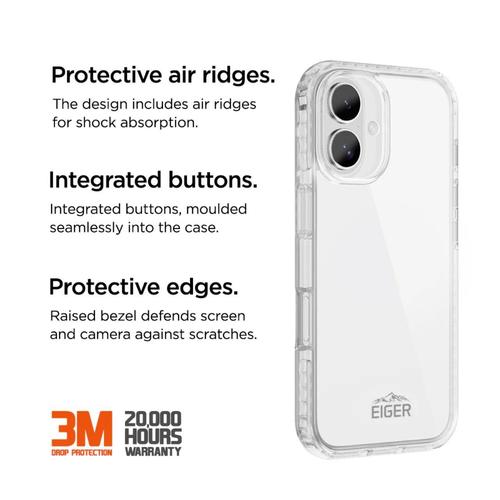 Husa Ice Grip Eiger pentru iPhone 16, Transparent 1 Husa Ice Grip Eiger pentru iPhone 16, Transparent
