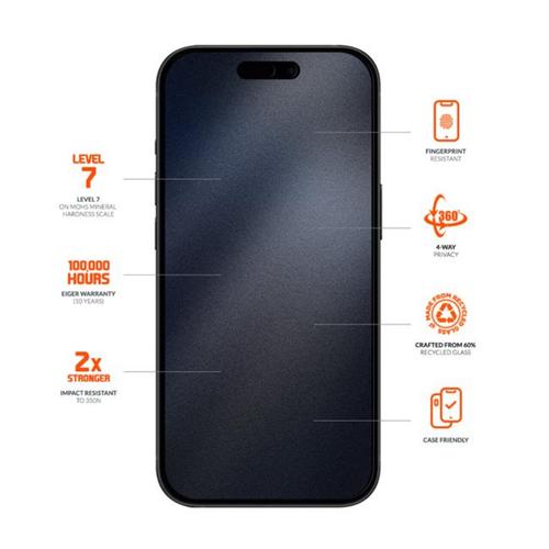 Folie Sticla Privacy Mountain Black Edge 360 Eiger pentru iPhone 16 Pro, Negru 1 Folie Sticla Privacy Mountain Black Edge 360 Eiger pentru iPhone 16 Pro, Negru