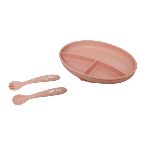 Set farfurie cu lingurita si furculita silicon U-Grow UG-SET9PK 1 Set farfurie cu lingurita si furculita silicon U-Grow UG-SET9PK