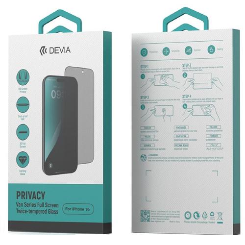 Folie Sticla Van Series Full Screen Privacy Twice Devia pentru iPhone 16, Negru 1 Folie Sticla Van Series Full Screen Privacy Twice Devia pentru iPhone 16, Negru