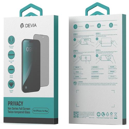 Folie Sticla Van Series Full Screen Privacy Twice Devia pentru iPhone 16 Plus, Negru 1 Folie Sticla Van Series Full Screen Privacy Twice Devia pentru iPhone 16 Plus, Negru