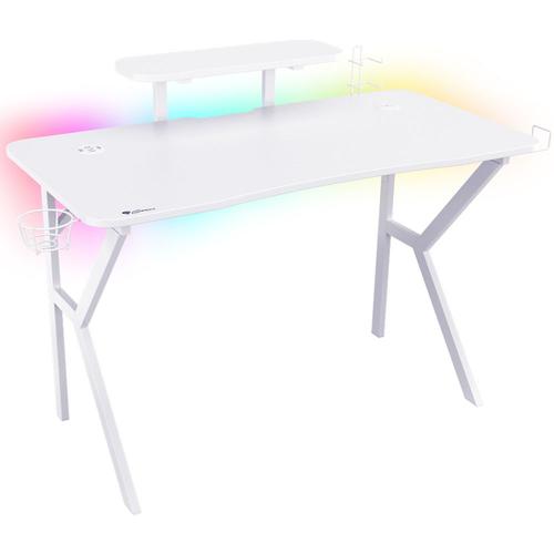 Birou gaming Genesis Holm 320 RGB, hub USB, Incarcator wireless 10W (Alb) 1 Birou gaming Genesis Holm 320 RGB, hub USB, Incarcator wireless 10W (Alb)