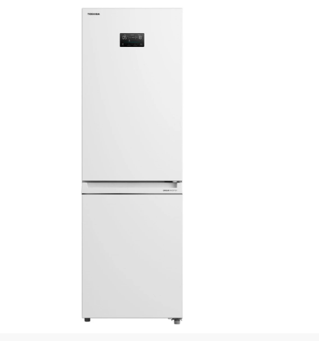 Combina frigorifica Toshiba GR-RB449WE-PMJ(51), No Frost, 338 litri, clasa E, inaltime 185.8 cm, tehnologie Origin Inverter, Alloy Cooling, ecran LED, lumina interioara tip LED, usi reversibile, Alb