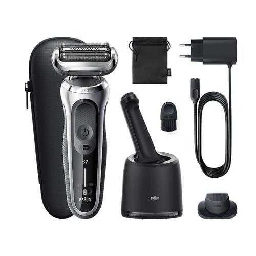 Aparat de ras electric Braun Series 7 71-S7200cc Wet&Dry, 4 elemente de taiere, SensoFlex, AutoSense, Statie de incarcare si curatare Smart Care, Trusa de voiaj (Argintiu) 1 Aparat de ras electric Braun Series 7 71-S7200cc Wet&Dry, 4 elemente de taiere, SensoFlex, AutoSense, Statie de incarcare si curatare Smart Care, Trusa de voiaj (Argintiu)