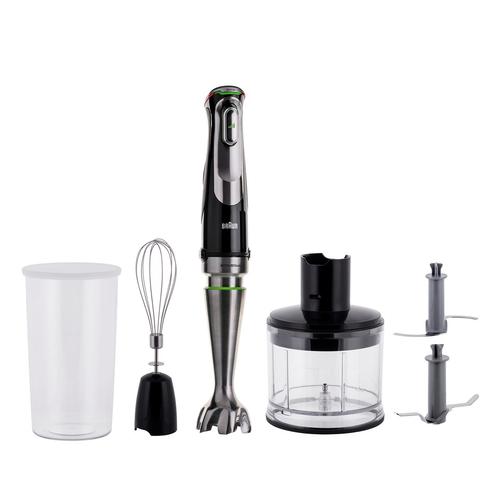 Blender de mana Braun MultiQuick 9 MQ 9135XI, 1200 W, 0.6 l, 3 viteze, Zdrobire gheata (Negru/Inox)