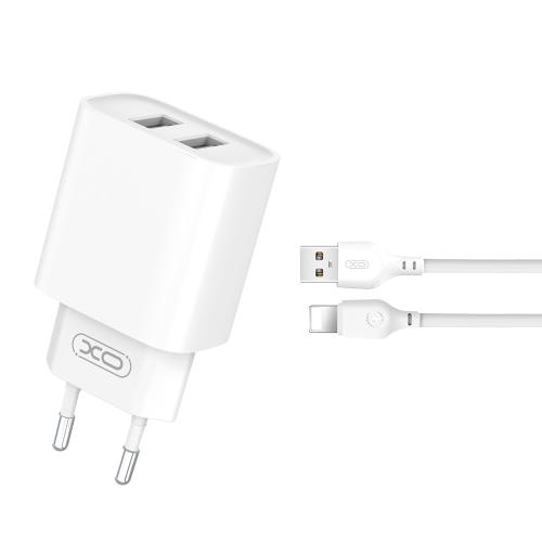 Incarcator Retea Cu Cablu Lightning XO Design CE02C, 10.5W, 2.1A, 2 x USB-A, Alb 1 Incarcator Retea Cu Cablu Lightning XO Design CE02C, 10.5W, 2.1A, 2 x USB-A, Alb