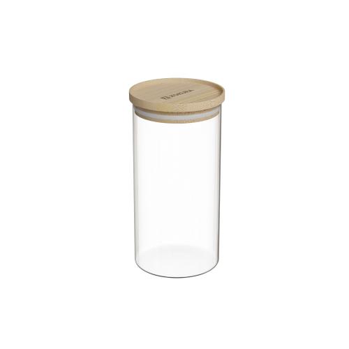 Recipient sticla, Ø7cm, 350ml, cu capac din bambus - Zokura 1 Recipient sticla, Ø7cm, 350ml, cu capac din bambus - Zokura