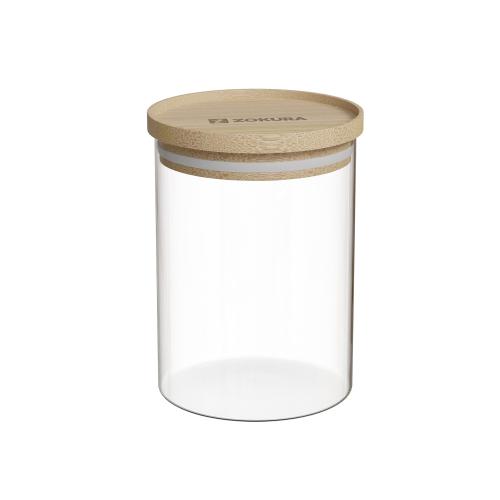 Recipient sticla, Ø9,5cm, 700ml, cu capac din bambus - Zokura 1 Recipient sticla, Ø9,5cm, 700ml, cu capac din bambus - Zokura