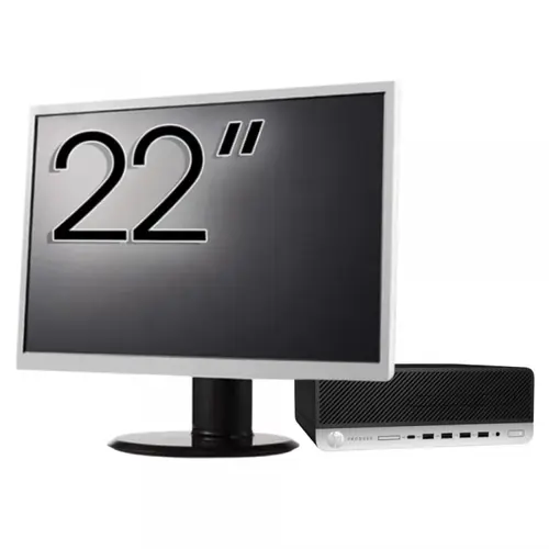 Pachet Calculator Refurbished HP ProDesk 600 G3 SFF, Intel Core i5-6500 3.20GHz, 8GB DDR4, 256GB SSD + Monitor 22inch