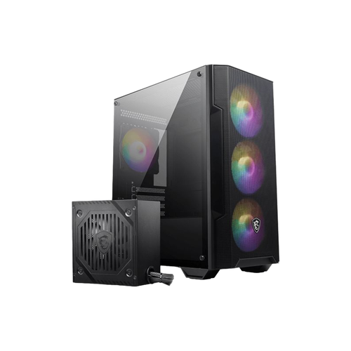 Carcasa MSI MAG FORGE M100A D60, Micro ATX Tower, RGB, Sursa 600W, 80+, Negru 1 Carcasa MSI MAG FORGE M100A D60, Micro ATX Tower, RGB, Sursa 600W, 80+, Negru