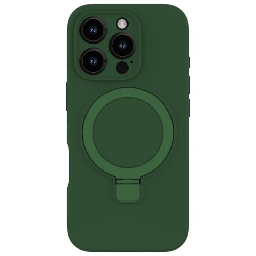 Husa Lemontti Liquid Silicon MagSafe iPhone 16 Pro Max, cu suport, Verde 1 Husa Lemontti Liquid Silicon MagSafe iPhone 16 Pro Max, cu suport, Verde