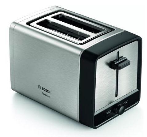 Prajitor de paine Bosch TAT5P420, 970 W, 2 felii, Suport chifle (Negru/Argintiu)