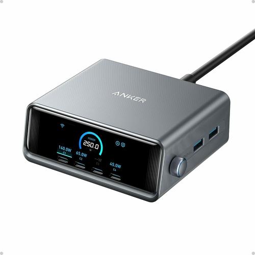 Incarcator si statie incarcare Anker Prime 250W, Ultra-Fast 6-Port, 2x USB-A, 4x USB-C, GaN, Ecran LCD (Negru) 1 Incarcator si statie incarcare Anker Prime 250W, Ultra-Fast 6-Port, 2x USB-A, 4x USB-C, GaN, Ecran LCD (Negru)