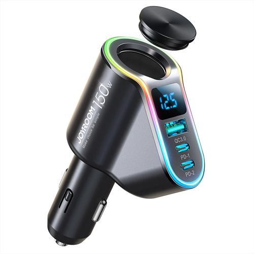 Incarcator Auto Joyroom JR-CL21, 150W, 3A, 1 x Extensie Bricheta, 1 x USB-A, 2 x USB-C, Negru 1 Incarcator Auto Joyroom JR-CL21, 150W, 3A, 1 x Extensie Bricheta, 1 x USB-A, 2 x USB-C, Negru