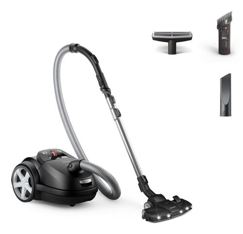 Aspirator cu sac Philips XD8122/10, 900 W, 4 l, Filtru HEPA, Cablu 9 m (Negru)
