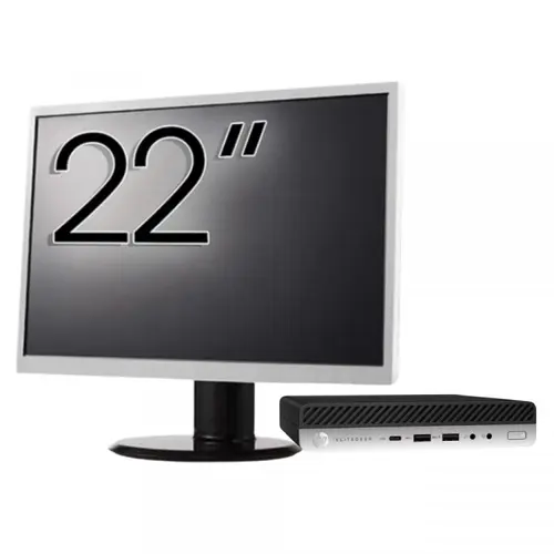 Calculator Sistem PC Refurbished Pachet Calculator refurbished HP EliteDesk 800 G3 Mini PC, Intel Core i5-6500T 2.50GHz, 16GB DDR4, 512GB SSD + Monitor 22"