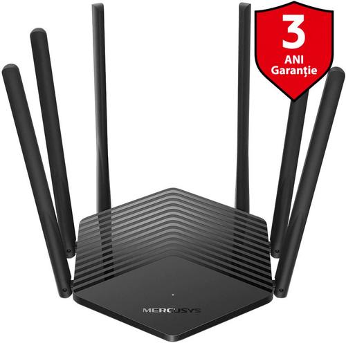 Router Wireless Mercusys MR50G, Gigabit, Dual Band, 1900 Mbps, Control Parental, Mod Access Point, IPv6, 6 Antene externe (Negru) 1 Router Wireless Mercusys MR50G, Gigabit, Dual Band, 1900 Mbps, Control Parental, Mod Access Point, IPv6, 6 Antene externe (Negru)