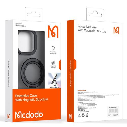 Husa Mata MagSafe Mcdodo pentru iPhone 16 Pro cu suport, Negru 1 Husa Mata MagSafe Mcdodo pentru iPhone 16 Pro cu suport, Negru