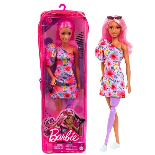 Papusa Barbie Fashionistas - Barbie, cu par roz si picior protetic 1 Papusa Barbie Fashionistas - Barbie, cu par roz si picior protetic