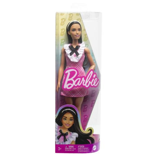 Papusa Barbie Fashionistas - Barbie bruneta cu rochita roz 1 Papusa Barbie Fashionistas - Barbie bruneta cu rochita roz