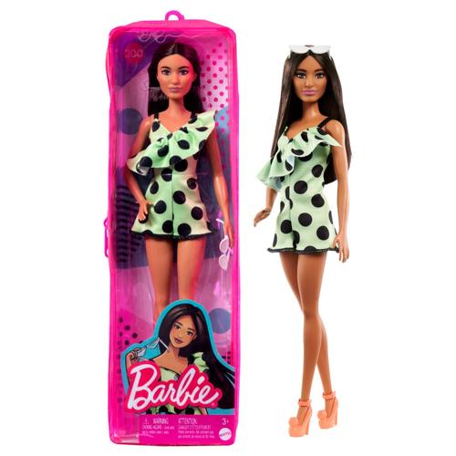 Papusa Barbie Fashionistas - Bruneta cu salopeta verde 1 Papusa Barbie Fashionistas - Bruneta cu salopeta verde