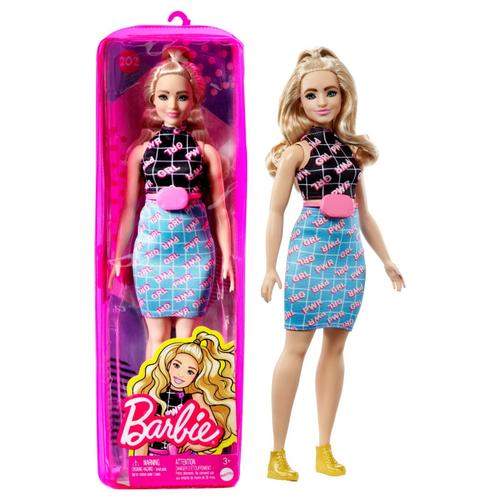Papusa Barbie Fashionistas PWR GRL Blonda, cu imprimeu 1 Papusa Barbie Fashionistas PWR GRL Blonda, cu imprimeu