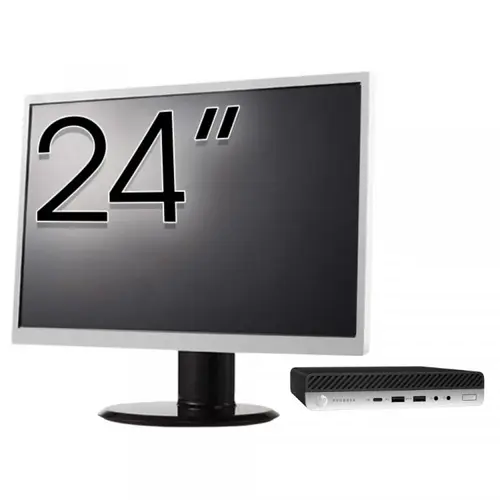 Calculator Sistem PC Refurbished Pachet Calculator refurbished HP ProDesk 400 G4 Mini PC, Intel Core i5-8500T 2.10 - 3.50GHz, 8GB DDR4, 256GB SSD + Monitor 24"