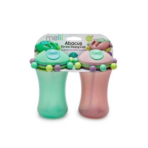Set 2 cani cu pai Melii Abacus, 2 x 340 ml, Roz/Verde 1 Set 2 cani cu pai Melii Abacus, 2 x 340 ml, Roz/Verde
