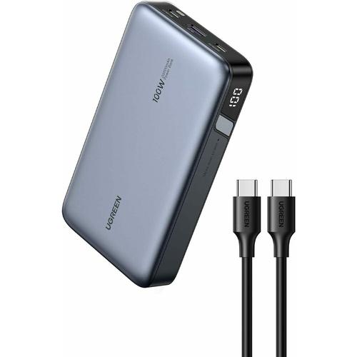 Acumulator extern Ugreen Nexode 20.000 mAh, 100W, 2x USB-C, 1x USB-A, Digital display, cablu USB-C inclus (Gri) 1 Acumulator extern Ugreen Nexode 20.000 mAh, 100W, 2x USB-C, 1x USB-A, Digital display, cablu USB-C inclus (Gri)