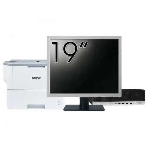 Pachet Calculator refurbished HP ProDesk 800 G3 SFF, Intel Core i5-7500 3.40 - 3.80GHz, 16GB DDR4, 500GB SSD + 1TB HDD, DVD-ROM + Monitor 19" & Imprimanta Brother HL-L6300DW