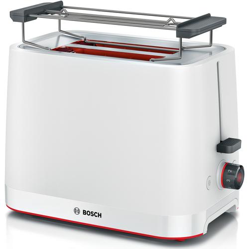 Prajitor de paine compact Bosch TAT3M121, 950 W, setari decongelare si incalzire, suport chifle,oprire automata, rumenire uniforma (Alb)