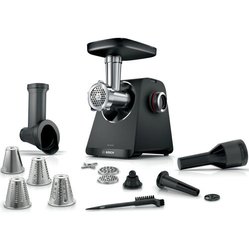 Masina de tocat carne Bosch MFWS440B, 1900 W, 2,5kg/min, cutit cu 2 taisuri, accesoriu inclus pentru carnati / umplut legume si kebbe (Negru) 1 Masina de tocat carne Bosch MFWS440B, 1900 W, 2,5kg/min, cutit cu 2 taisuri, accesoriu inclus pentru carnati / umplut legume si kebbe (Negru)