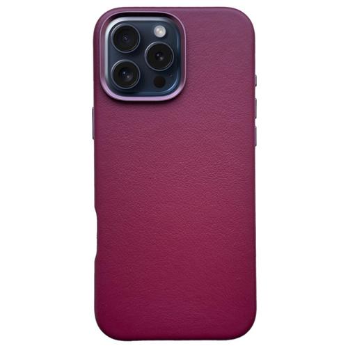 Husa Piele Lemontti MagSafe iPhone 16 Pro, Visiniu 1 Husa Piele Lemontti MagSafe iPhone 16 Pro, Visiniu