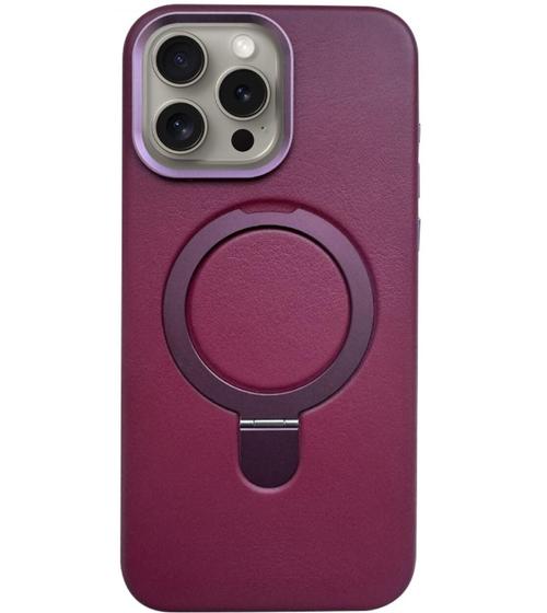Husa Piele Lemontti MagSafe cu inel stand iPhone 16 Pro, Visiniu 1 Husa Piele Lemontti MagSafe cu inel stand iPhone 16 Pro, Visiniu