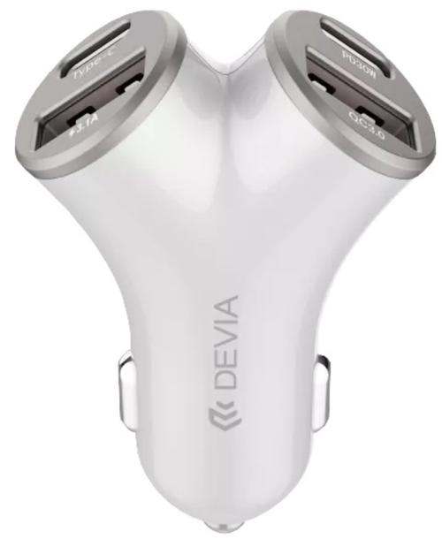 Incarcator Auto Devia Smart Series 2 x USB-A + 2 x Type-C, Fast Charger 48W QC3.0, Argintiu 1 Incarcator Auto Devia Smart Series 2 x USB-A + 2 x Type-C, Fast Charger 48W QC3.0, Argintiu