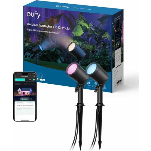 Set 2 Reflectoare smart de exterior Eufy Spotlights E10, AI, IP65, cu fir (Negru) 1 Set 2 Reflectoare smart de exterior Eufy Spotlights E10, AI, IP65, cu fir (Negru)