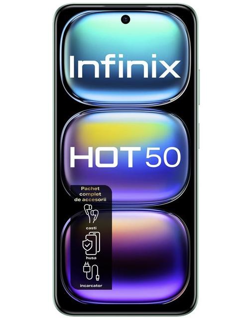 Telefon Mobil Infinix Hot 50, Procesor Mediatek Helio G100, Ecran IPS LCD 6.78inch, 8GB RAM, 128GB Flash, Camera Tripla 50 MP, Wi-Fi, 4G, Dual Sim, Android (Verde) 1 Telefon Mobil Infinix Hot 50, Procesor Mediatek Helio G100, Ecran IPS LCD 6.78inch, 8GB RAM, 128GB Flash, Camera Tripla 50 MP, Wi-Fi, 4G, Dual Sim, Android (Verde)