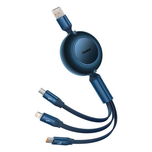 Cablu de date 3 in 1 Baseus Bright Mirror 2, USB - Micro-USB/Lightning/USB Type-C, 66W, 1.1m, Albastru 1 Cablu de date 3 in 1 Baseus Bright Mirror 2, USB - Micro-USB/Lightning/USB Type-C, 66W, 1.1m, Albastru