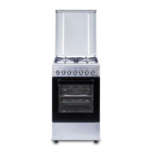 Aragaz Samus SM562AENS1, Gaz, 4 arzatoare, 7 functii, Cuptor electric, Clasa A, Grill, Aprindere electrica (Inox)