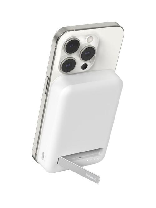 Acumulator extern Belkin BPD008btWH BoostCharge Pro, Qi2, 10000 mAh, MagSafe, cu stand (Alb)