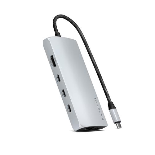 HUB USB Multiport Satechi ST-P8KES, USB-C PD 100 W, 5x USB Type-C, HDMI 8K, Ethernet V3 (Argintiu)
