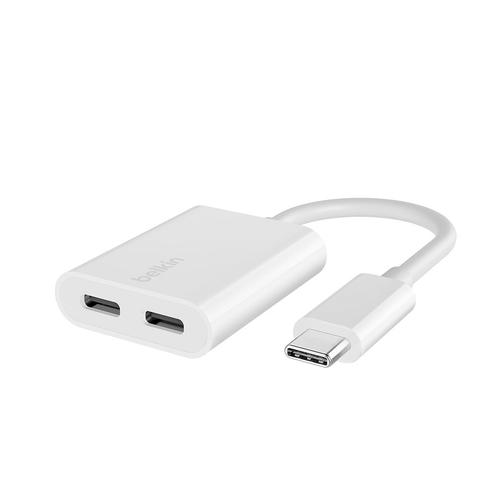 Adaptor audio si incarcare Belkin ROCKSTAR Dual USB-C F7U081btWH, 2 x USB-C, 60 W (Alb) 1 Adaptor audio si incarcare Belkin ROCKSTAR Dual USB-C F7U081btWH, 2 x USB-C, 60 W (Alb)