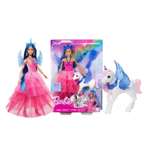 Papusa Barbie, Mattle, Model unicorn cu aripi, rochie roz ombre, set cu accesorii, +3ani 1 Papusa Barbie, Mattle, Model unicorn cu aripi, rochie roz ombre, set cu accesorii, +3ani
